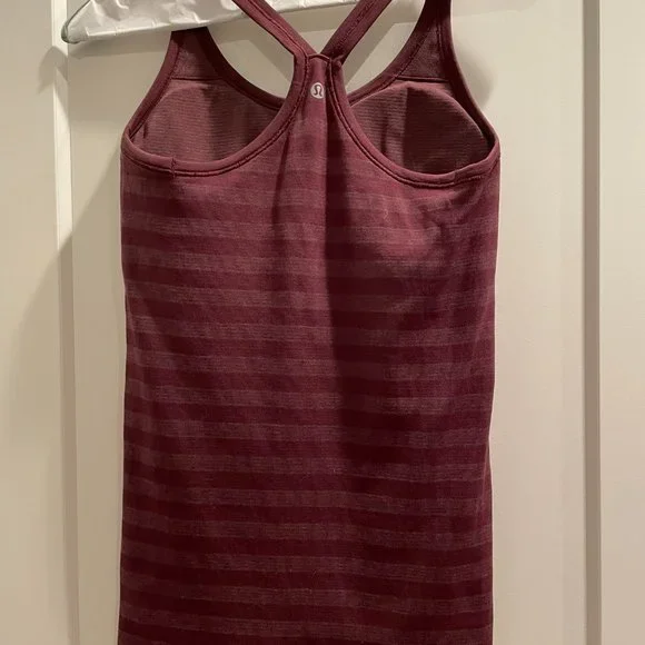 Lululemon Maroon Striped Racerback Top - Picture 2 of 4
